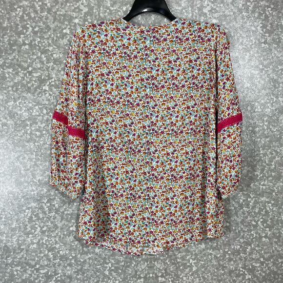 Lane Bryant Women's Plus Size Pink Floral Peasant Top - Size 14/16 - Boho Chic - Picture 7 of 7